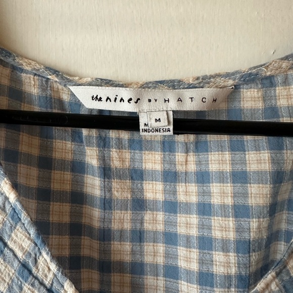 The Nines by HATCH Blue and Cream Checkered Maternity Dress - Picture 2 of 4